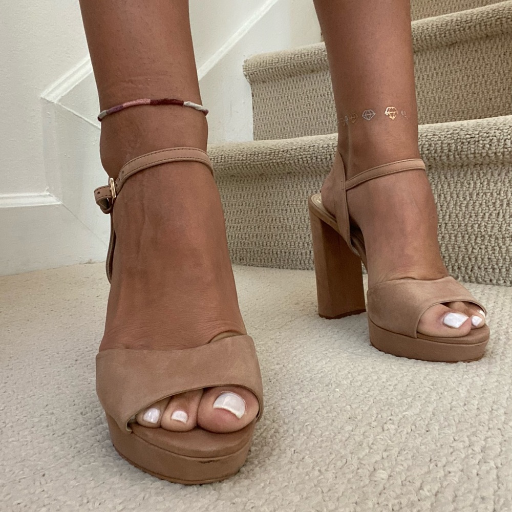 Blush / nude block platform heels - Vince Camuto